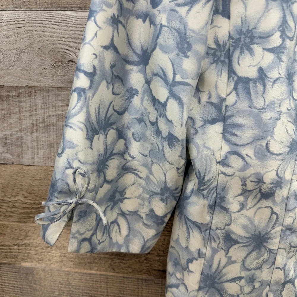 Perceptions Womens Blue White Floral‎ Blazer Jacket Special Occasion Size 12